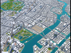 chiyoda and chuo central city tokyo 10km Model 3D