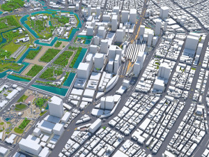 chiyoda and chuo central city tokyo 10km Model 3D