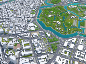 chiyoda and chuo central city tokyo 10km Model 3D