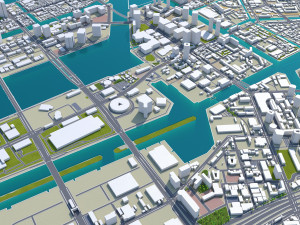 chiyoda and chuo central city tokyo 10km Model 3D