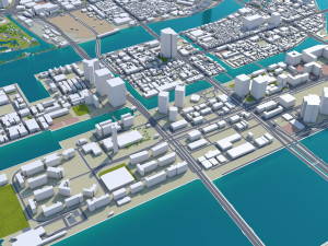 chiyoda and chuo central city tokyo 10km Model 3D