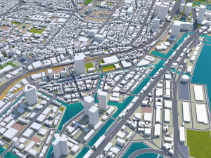 chiyoda and chuo central city tokyo 10km Model 3D