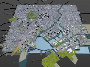 chiyoda and chuo central city tokyo 10km Model 3D