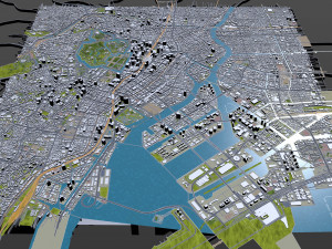 chiyoda and chuo central city tokyo 10km Model 3D