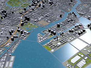 chiyoda and chuo central city tokyo 10km Model 3D