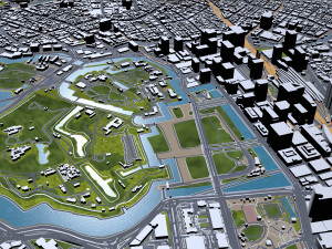 chiyoda and chuo central city tokyo 10km Model 3D