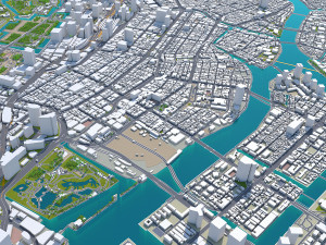 chiyoda and chuo central city tokyo 10km Model 3D