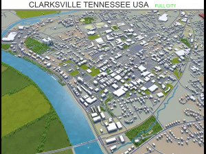 Clarksville miasto Tennessee USA 35 km Model 3D