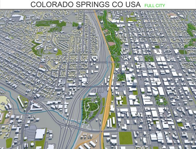 colorado springs co city usa 60km 3D-Modell .c4d .max .obj .3ds .fbx .stl .blend 
