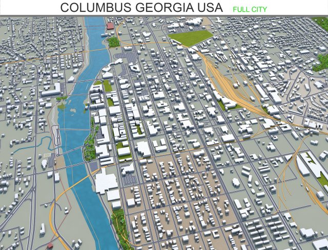 columbus city georgia usa 50km 3D Model .c4d .max .obj .3ds .fbx .stl .blend 