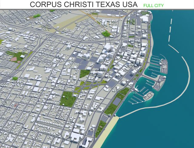 corpus christi city texas usa 80km 3D Model .c4d .max .obj .3ds .fbx .stl .blend