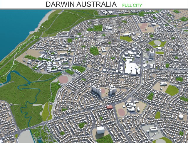 darwin city australia 20km 3D Model .c4d .max .obj .3ds .fbx .stl .blend 