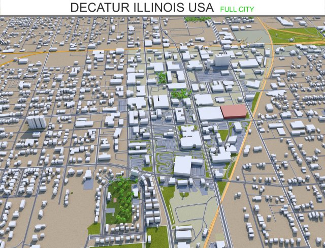 decatur illinois city usa 40km Modelo 3D .c4d .max .obj .3ds .fbx .stl .blend 