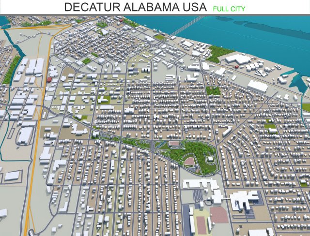 decatur city alabama usa 30km Modelo 3D .c4d .max .obj .3ds .fbx .stl .blend 
