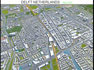 città di delft paesi bassi 15 km Modello 3D
