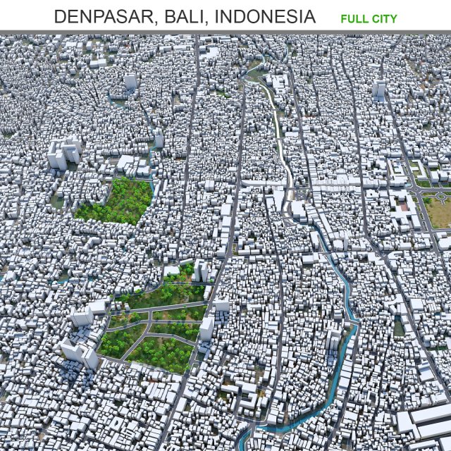 Denpasar city bali indonesia 30km Modelo 3D .c4d .max .obj .3ds .fbx .stl .blend 