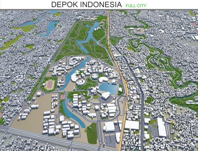 depok city indonesia 30km Modelo 3D .c4d .max .obj .3ds .fbx .stl .blend 