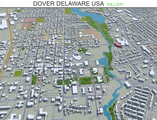 dover city delaware usa 20km Modelo 3D .c4d .max .obj .3ds .fbx .stl .blend 