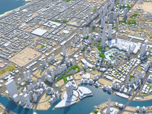 Dubai business bay city uae 10km 3D 모델