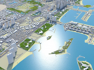 Dubai marina city uae 10km Model 3D