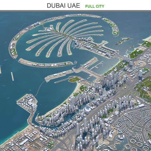 Dubai city united arab emirates 80km Modello 3D .c4d .max .obj .3ds .fbx .stl .blend 