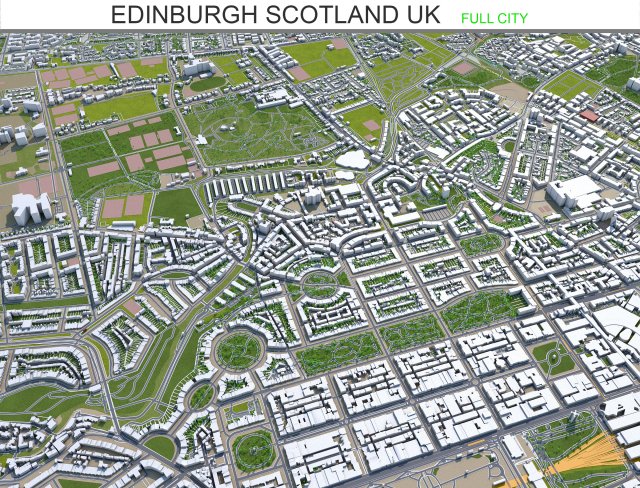 edinburgh city scotland uk 50km 3D Model .c4d .max .obj .3ds .fbx .stl .blend 