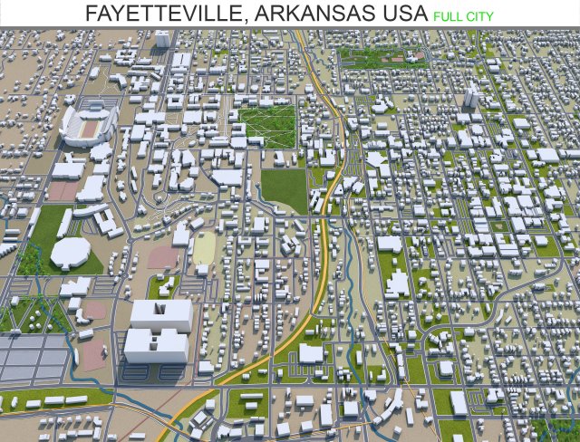 fayetteville city arkansas usa 30km 3D 모델 .c4d .max .obj .3ds .fbx .stl .blend 