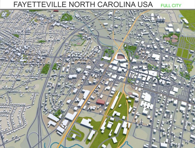 fayetteville city north carolina usa 50km 3D Model .c4d .max .obj .3ds .fbx .stl .blend 