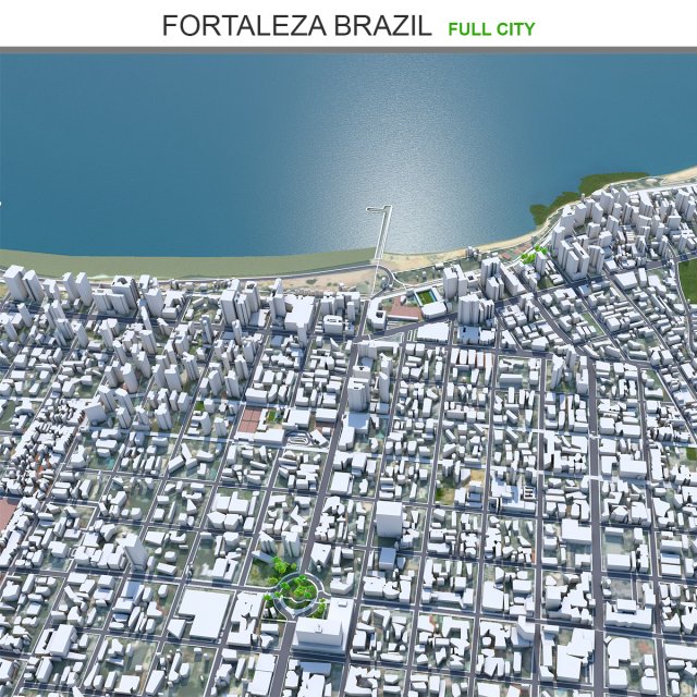 Fortaleza city brazil 30km Model 3D .c4d .max .obj .3ds .fbx .stl .blend 