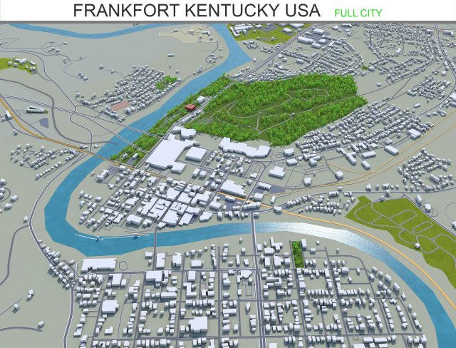 frankfort city kentucky usa 20km 3D Model .c4d .max .obj .3ds .fbx .stl .blend