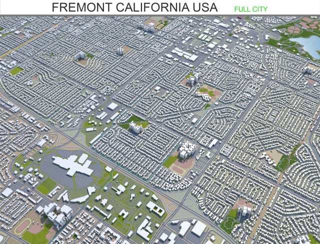 fremont city california usa 30km 3D Model .c4d .max .obj .3ds .fbx .stl .blend 