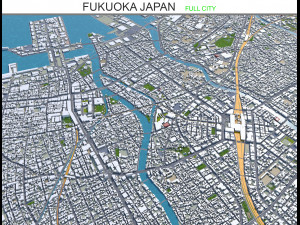 fukuoka city japan 50km 3D Model