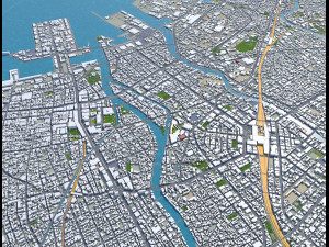 fukuoka city japan 50km 3D Модель