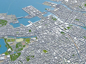 cidade de fukuoka jap&atilde;o 50 km Modelo 3D