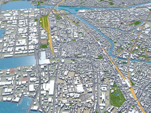fukuoka city japan 50km 3D Модель