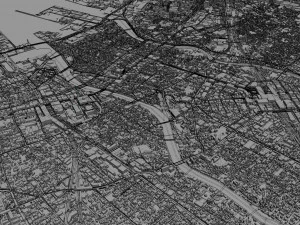 cidade de fukuoka jap&atilde;o 50 km Modelo 3D