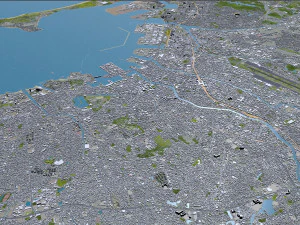 cidade de fukuoka jap&atilde;o 50 km Modelo 3D