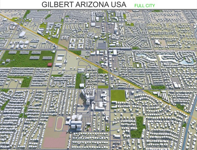 gilbert city arizona usa 40km 3D Модель .c4d .max .obj .3ds .fbx .stl .blend