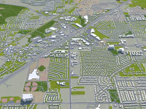 grand prairie city texas usa 50km 3D Model