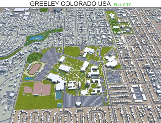 greeley city colorado usa 40km 3D मॉडल .c4d .max .obj .3ds .fbx .stl .blend 