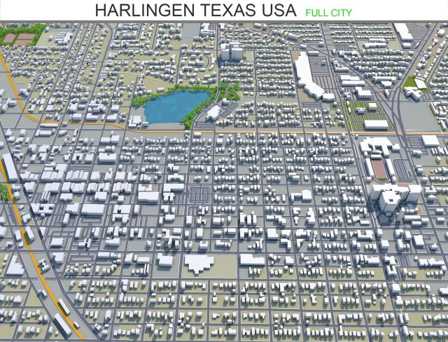 harlingen city texas usa 40km 3D मॉडल .c4d .max .obj .3ds .fbx .stl .blend 