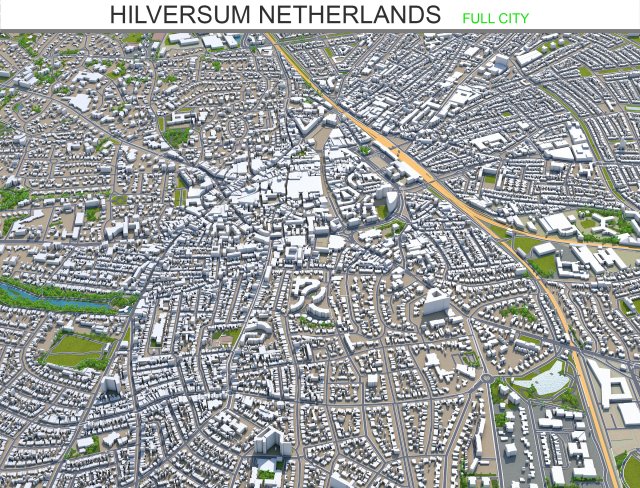 hilversum city netherlands 20km Modèle 3D .c4d .max .obj .3ds .fbx .stl .blend 