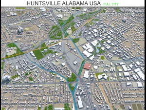 Хантсвілл місто Алабама США 50 км 3D Модель