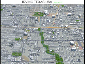 इरविंग सिटी टेक्सास यूएसए 30 किमी 3D मॉडल