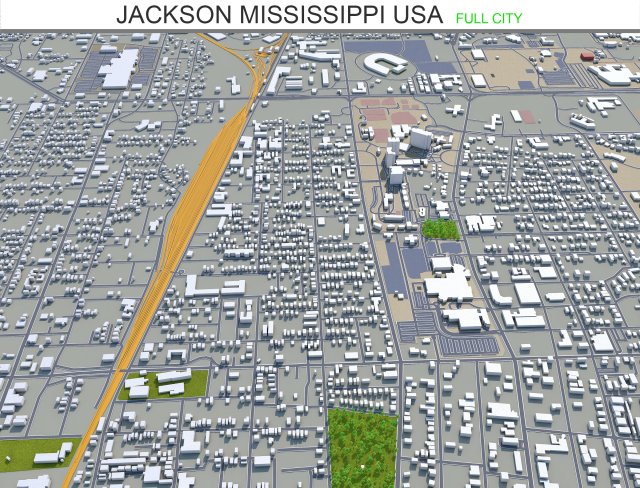 jackson city mississippi usa 40km 3D Model .c4d .max .obj .3ds .fbx .stl .blend 