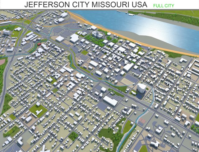 jefferson city missouri usa 30km 3D Model .c4d .max .obj .3ds .fbx .stl .blend 