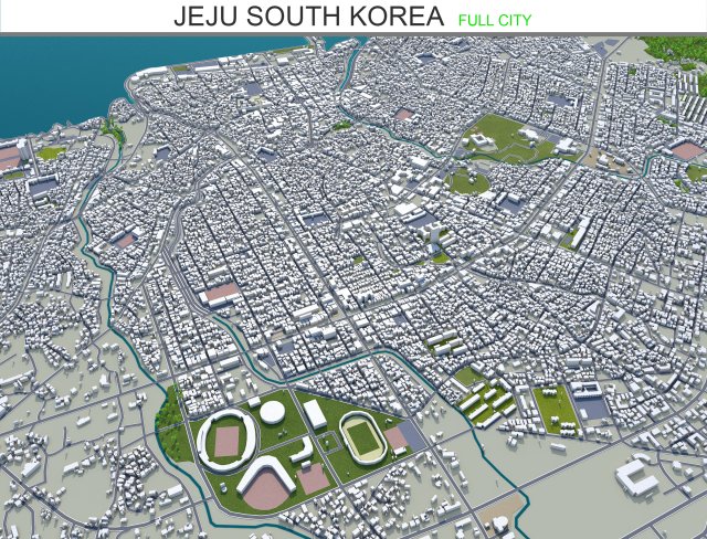 jeju city south korea 120km 3D Модель .c4d .max .obj .3ds .fbx .stl .blend 