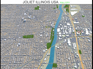 joliet city illinois usa 40km 3D Model