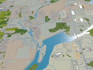 joliet city illinois usa 40km 3D Model