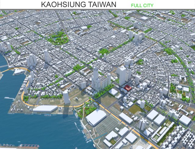 Kaohsiung city taiwan 50km 3D Model .c4d .max .obj .3ds .fbx .stl .blend 